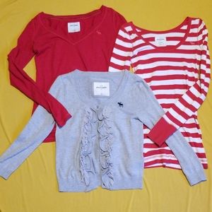 Lot of 3 Kids Abercrombie long sleeved shirts